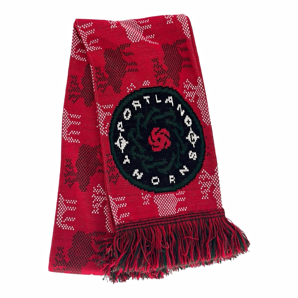 Portland Thorns FC Soccer Scarf Ruffneck Red Green Knit Fringed Fan MLS 66"